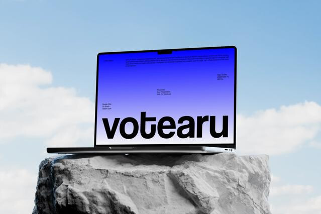 Macbook on Stone Mockup