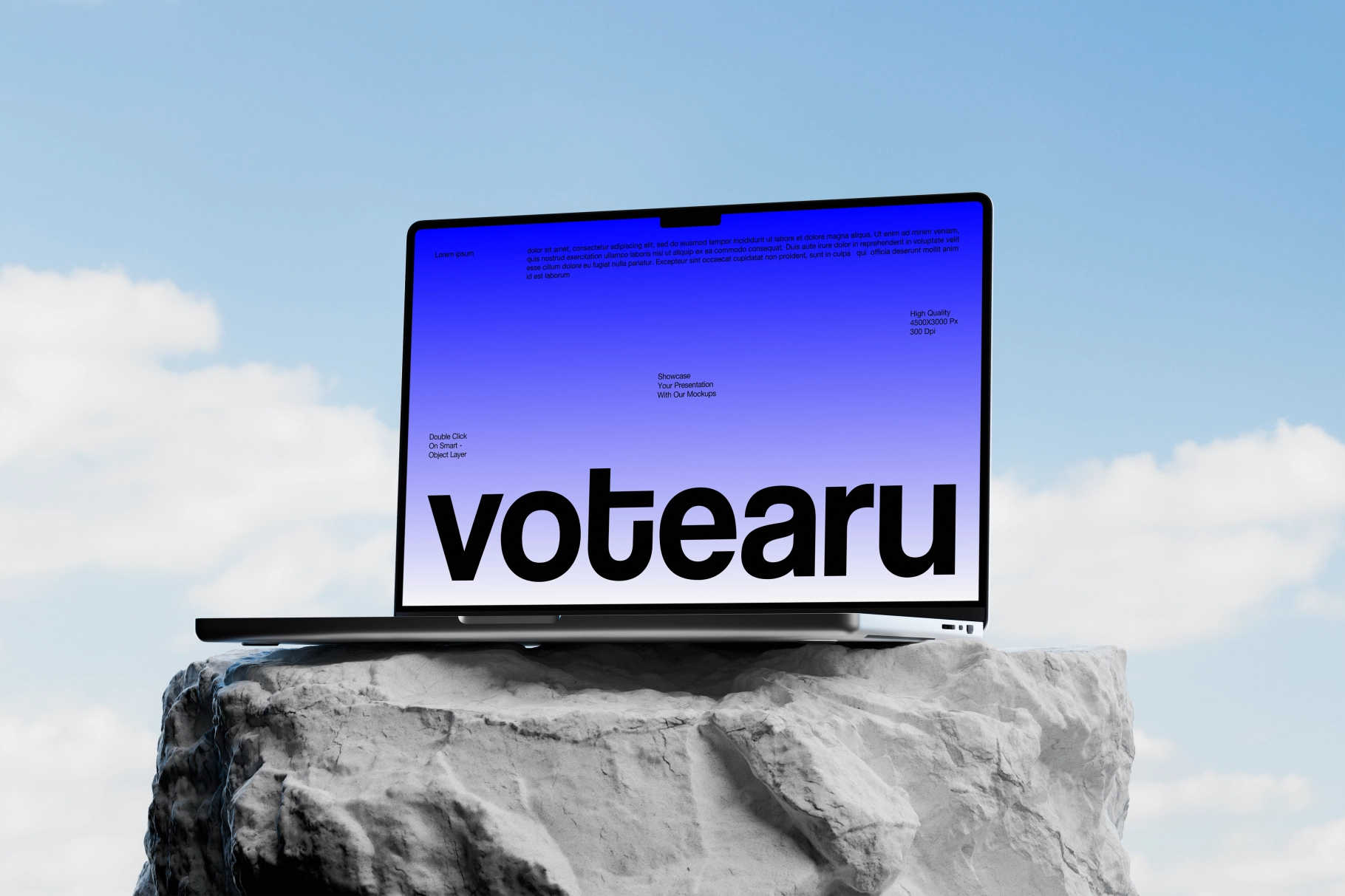 Macbook on Stone Mockup