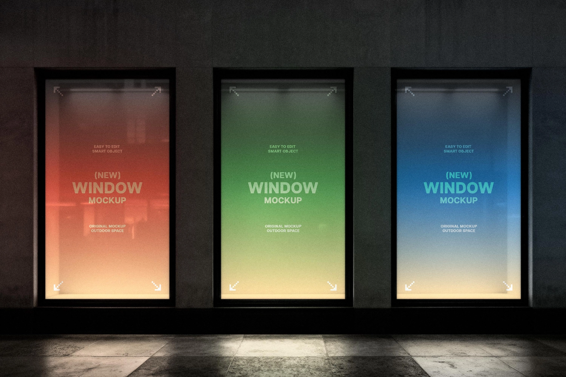 Glowing Storefront Windows Mockup