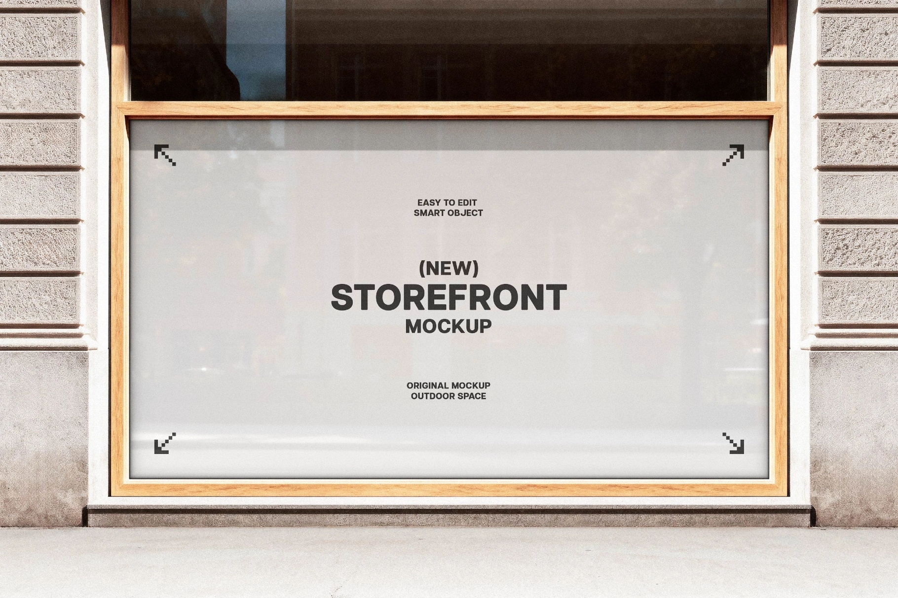 Storefront Mockup with Wooden Frame