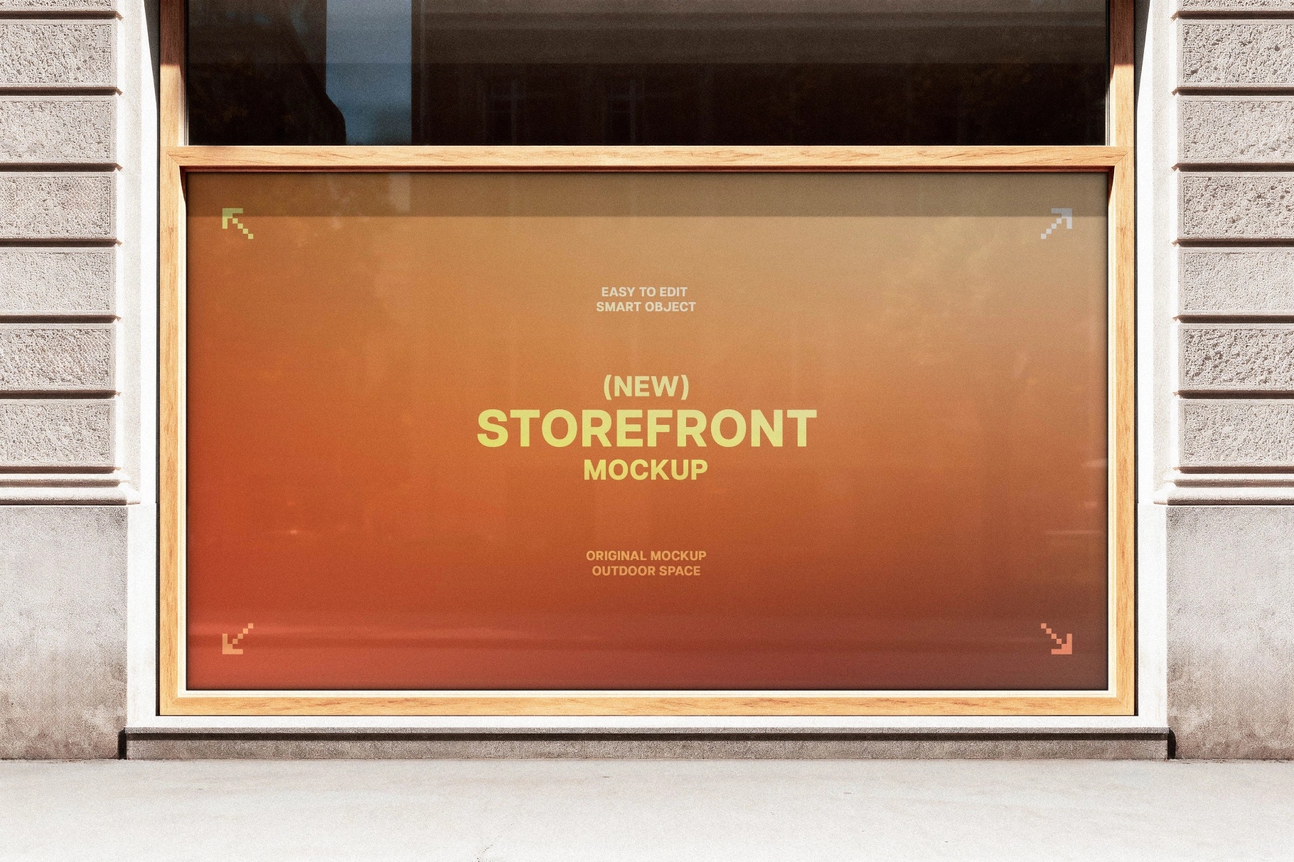 Storefront Mockup with Wooden Frame