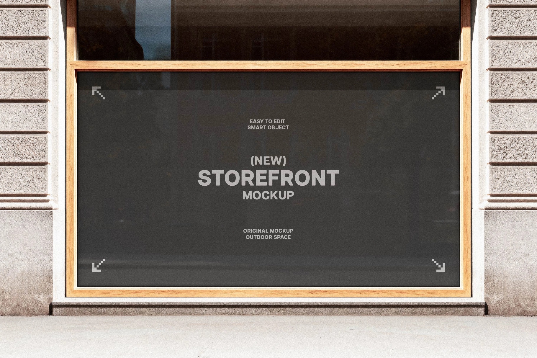 Storefront Mockup with Wooden Frame