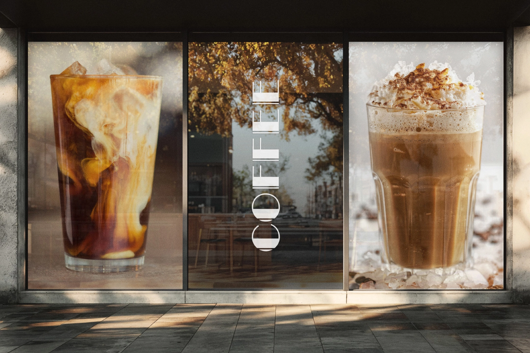 Café Storefront Window Decal Mockup
