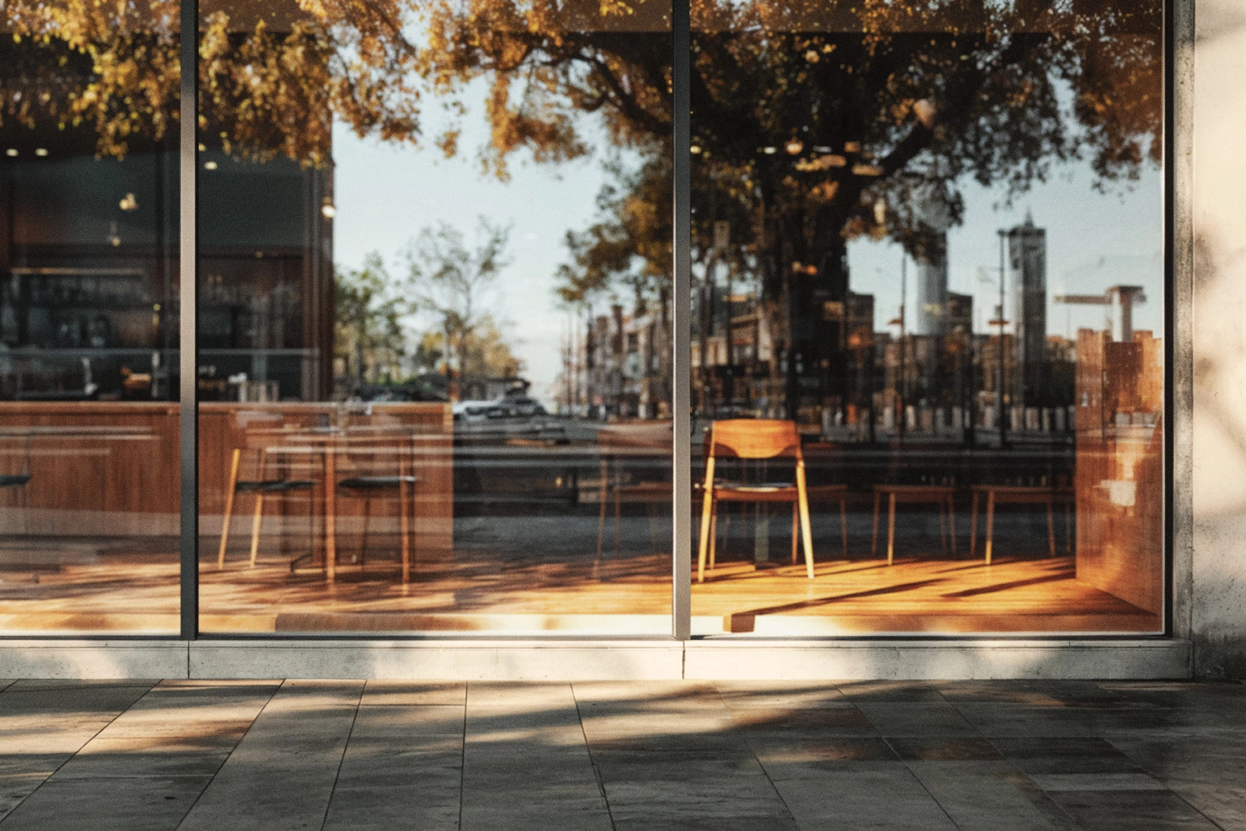 Café Storefront Window Decal Mockup