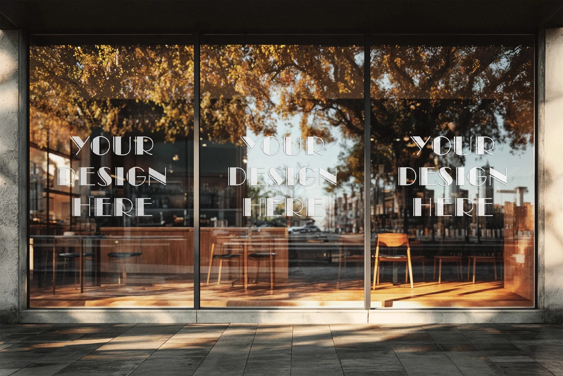 Café Storefront Window Decal Mockup