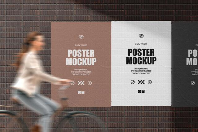 Posters Mockup with Blurred Cyclist