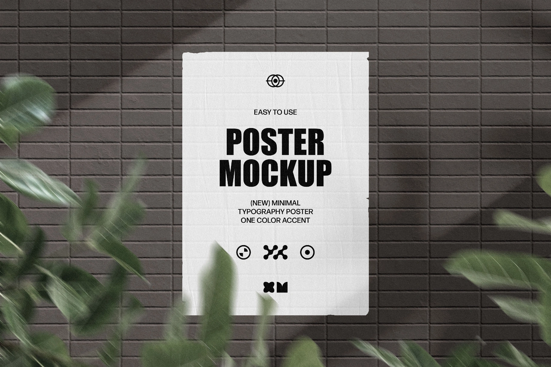 Minimal Poster Mockup with Botanical Blur