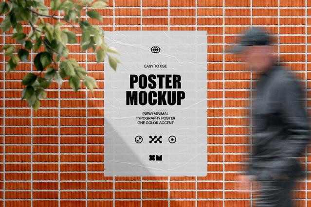 Red Brick Wall Poster Mockup