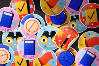 Scattered Vinyl Stickers Mockup