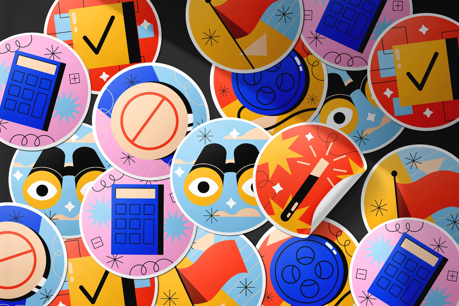 Scattered Vinyl Stickers Mockup