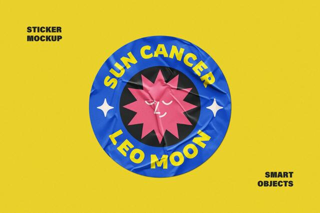 Wrinkled Vinyl Sticker Mockup