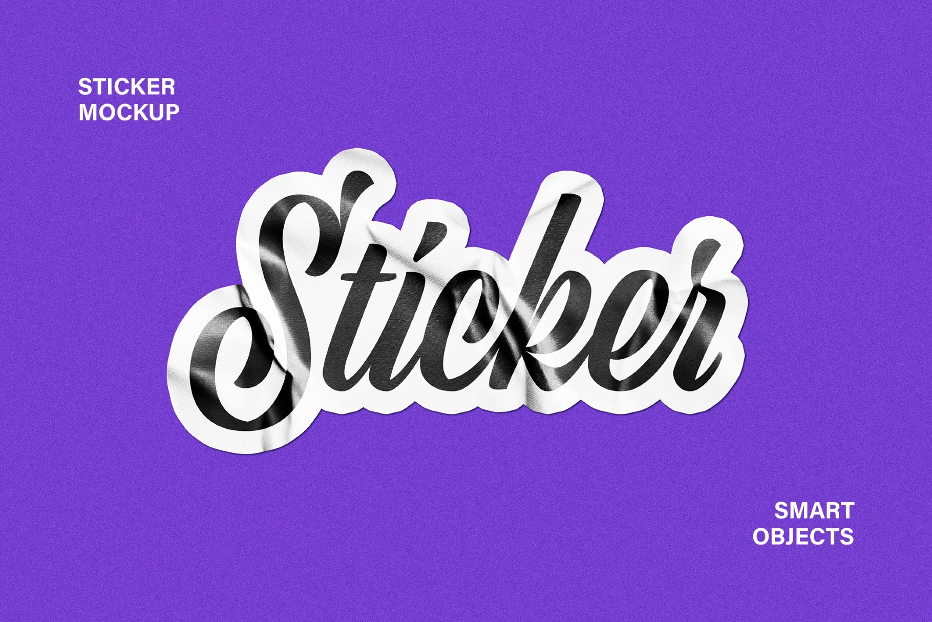 Glossy Wrinkled Sticker Mockup