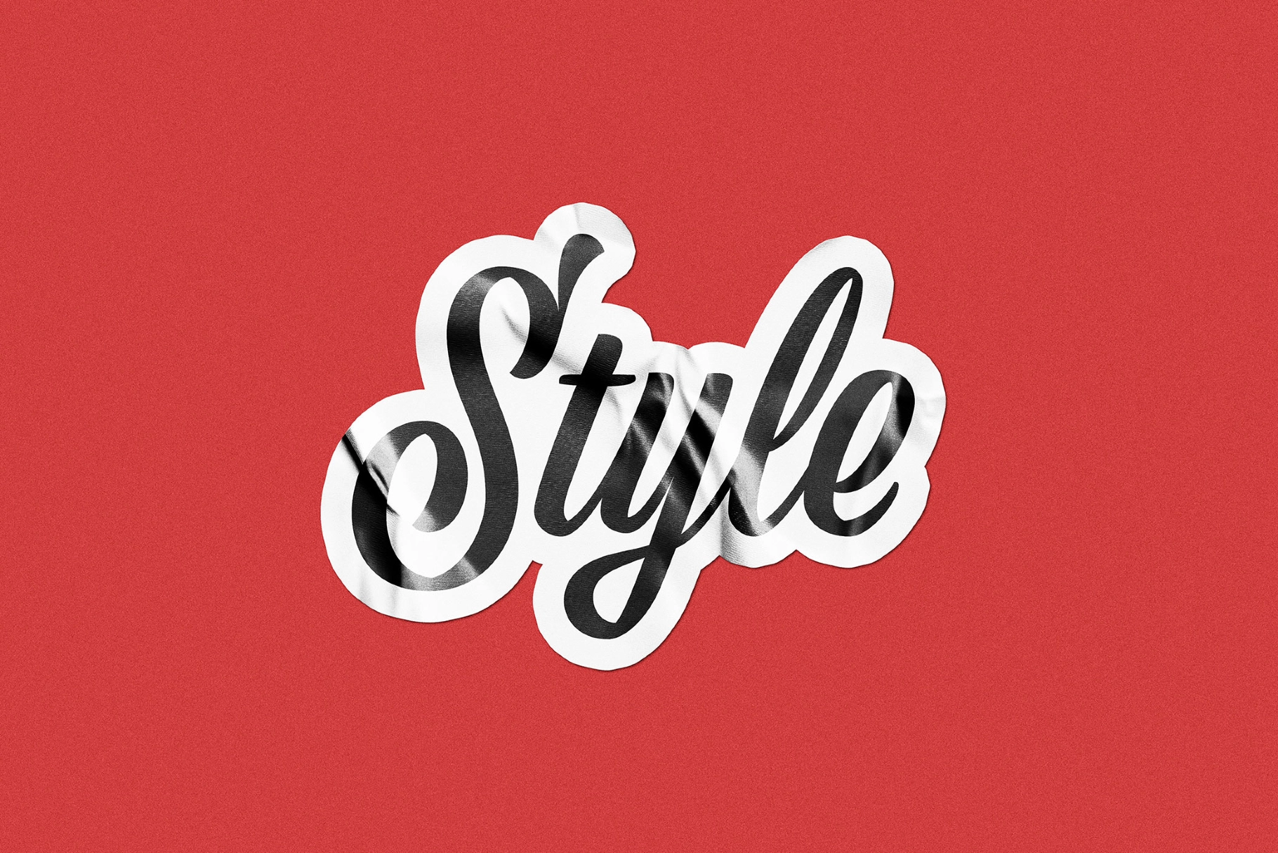 Glossy Wrinkled Sticker Mockup