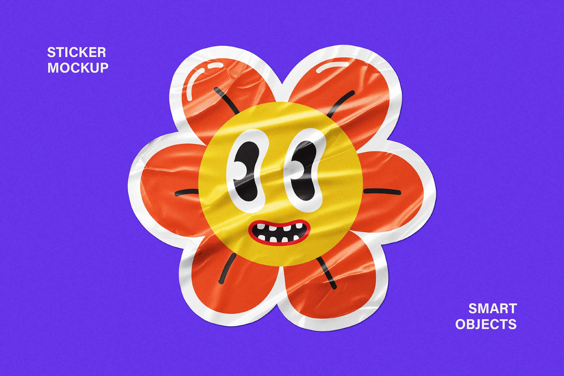 Wrinkled Glossy Vinyl Sticker Mockup