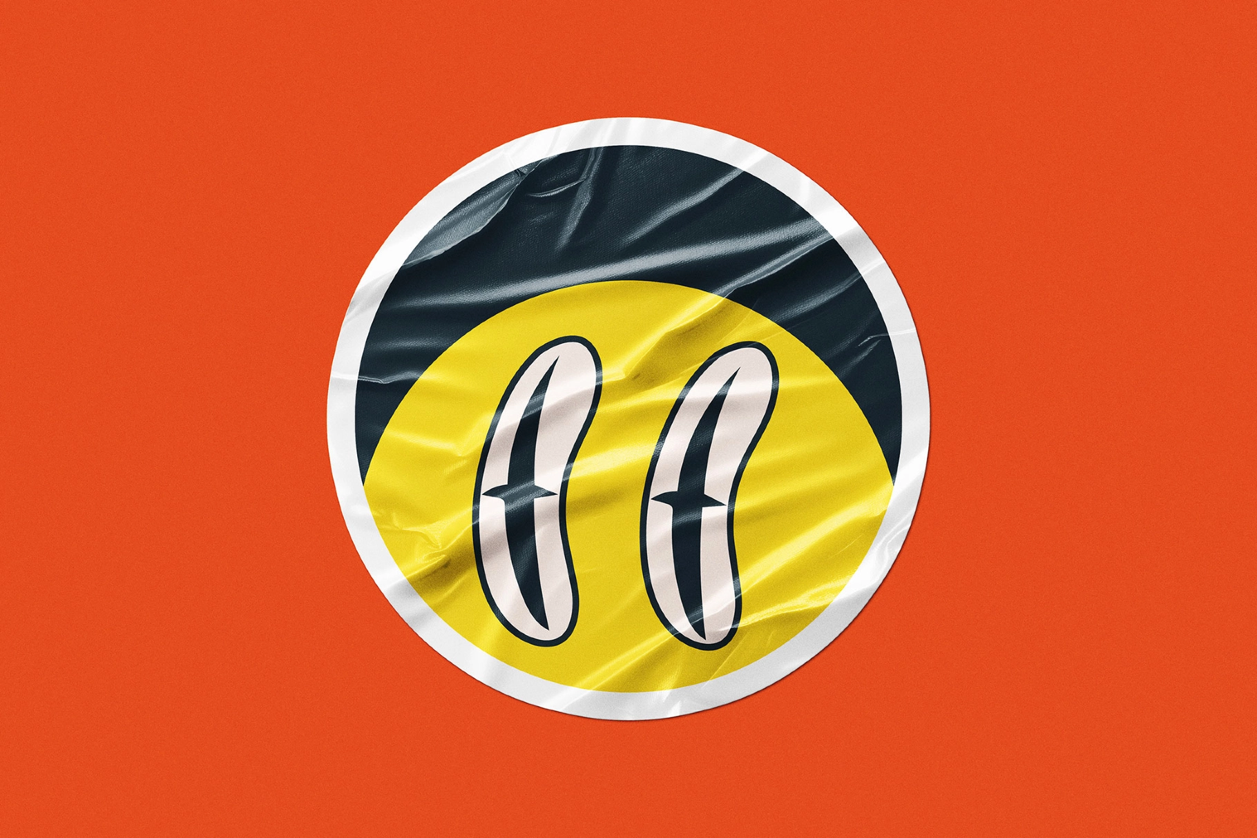 Wrinkled Glossy Vinyl Sticker Mockup