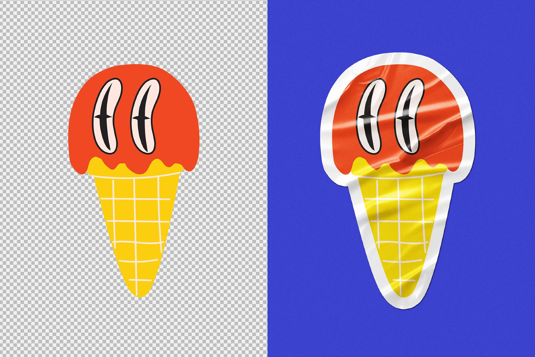 Wrinkled Glossy Vinyl Sticker Mockup