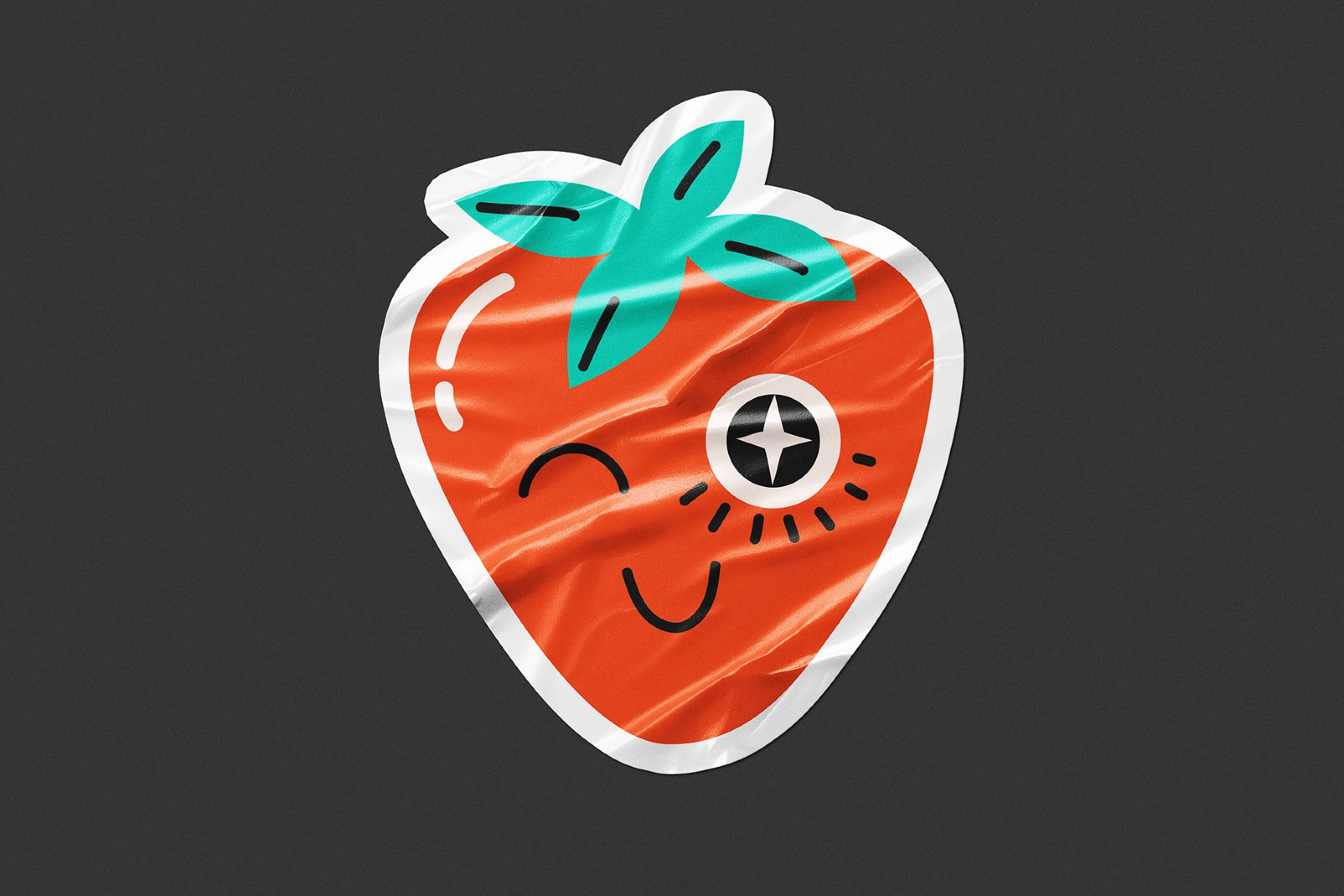 Wrinkled Glossy Vinyl Sticker Mockup