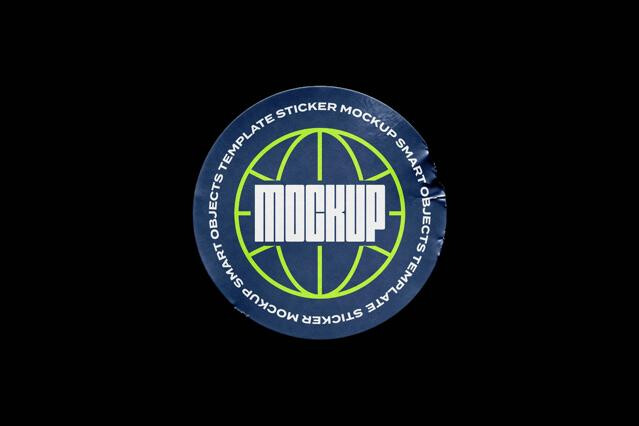 Round Sticker Mockup with Wrinkles & Edge Dent