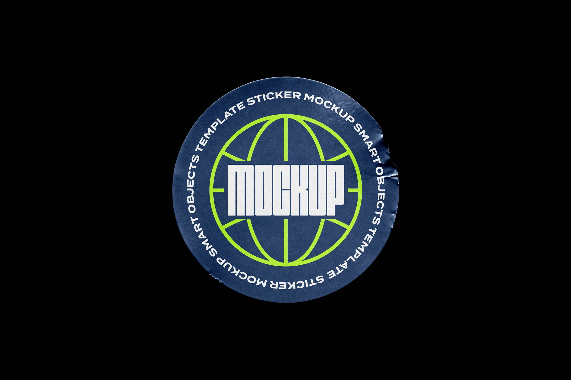 Round Sticker Mockup with Wrinkles & Edge Dent