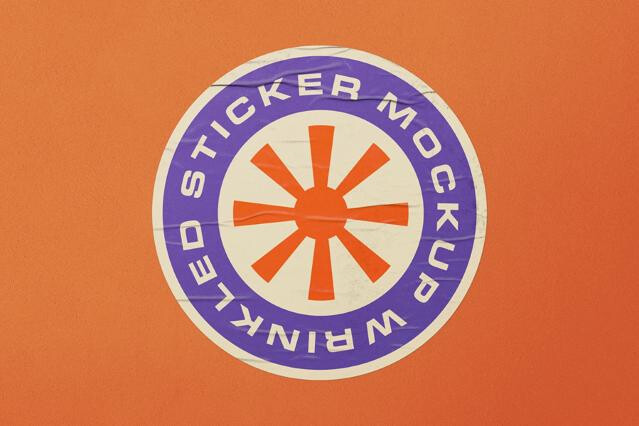 Creased Plastic Stickers Mockup