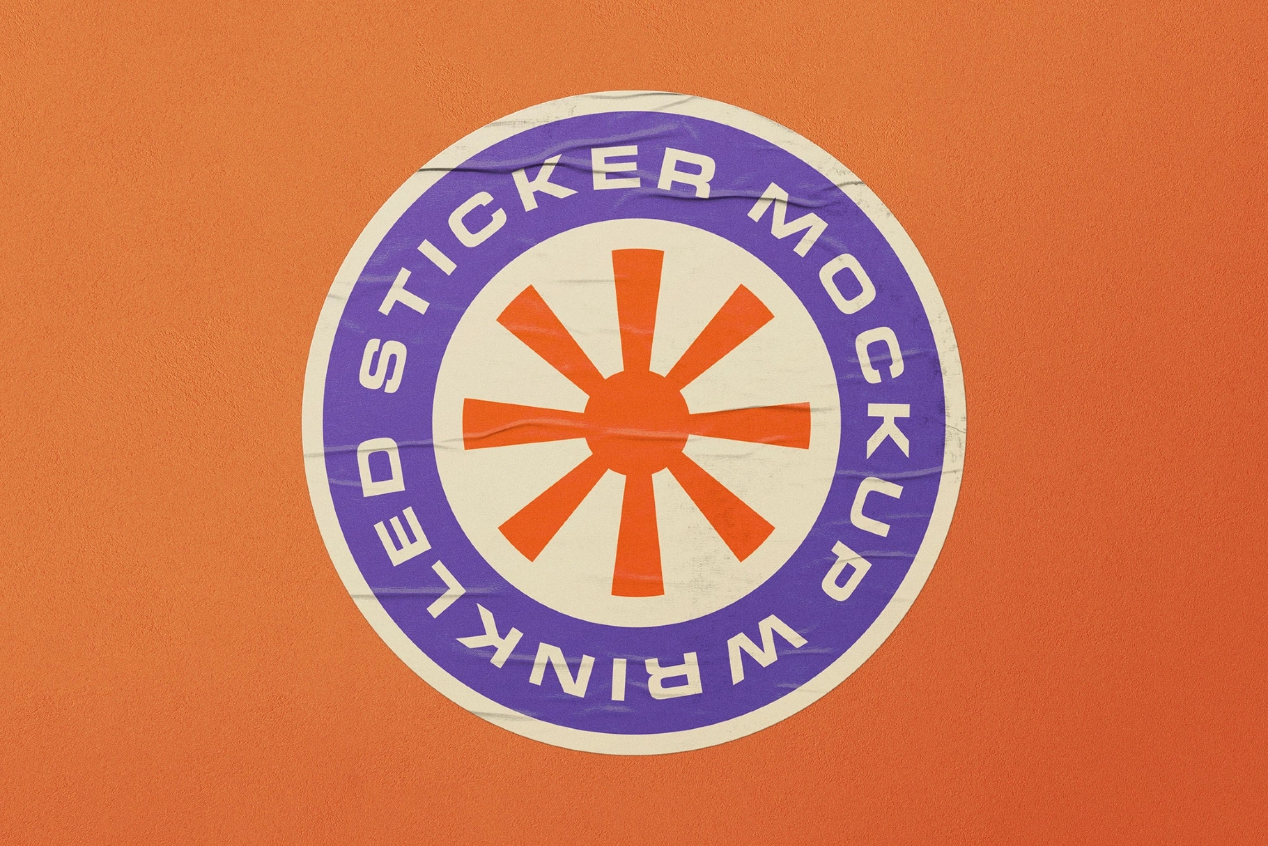 Creased Plastic Stickers Mockup