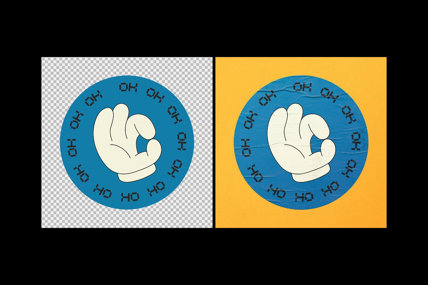 Creased Plastic Stickers Mockup