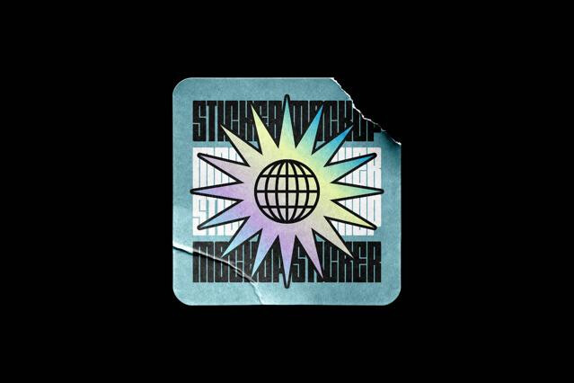 Torn Corner Square Sticker Mockup