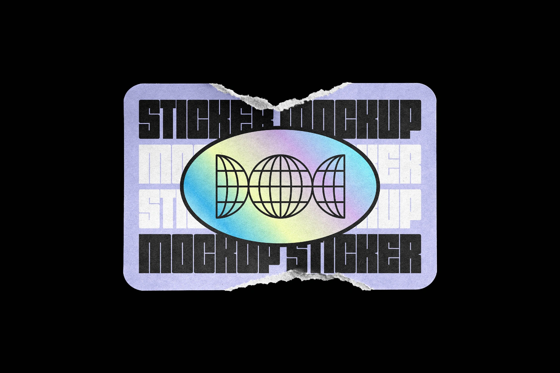 Ripped Rectangle Paper Sticker Mockup