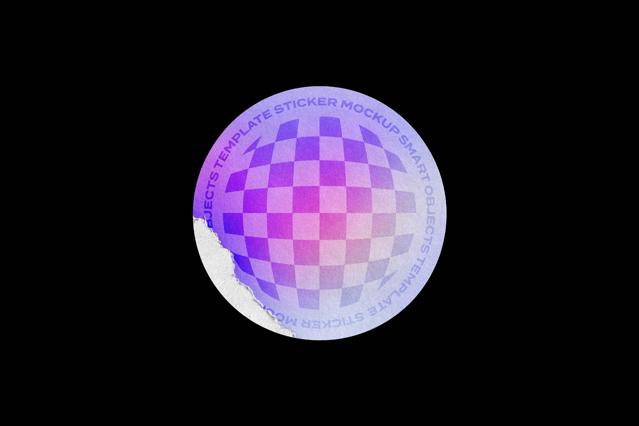 Download Ripped Round Paper Sticker Mockup
