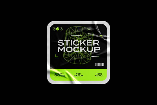 Square Foiled Sticker Mockup