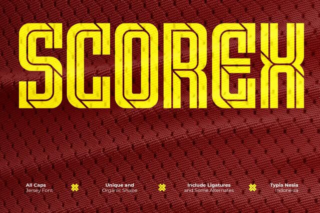 Scorex - Numberset / Nameset Sport Jersey Font