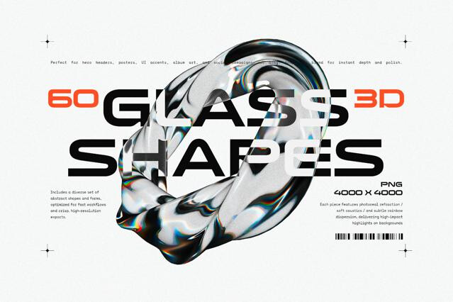 Liquid Glass 3D Shapes