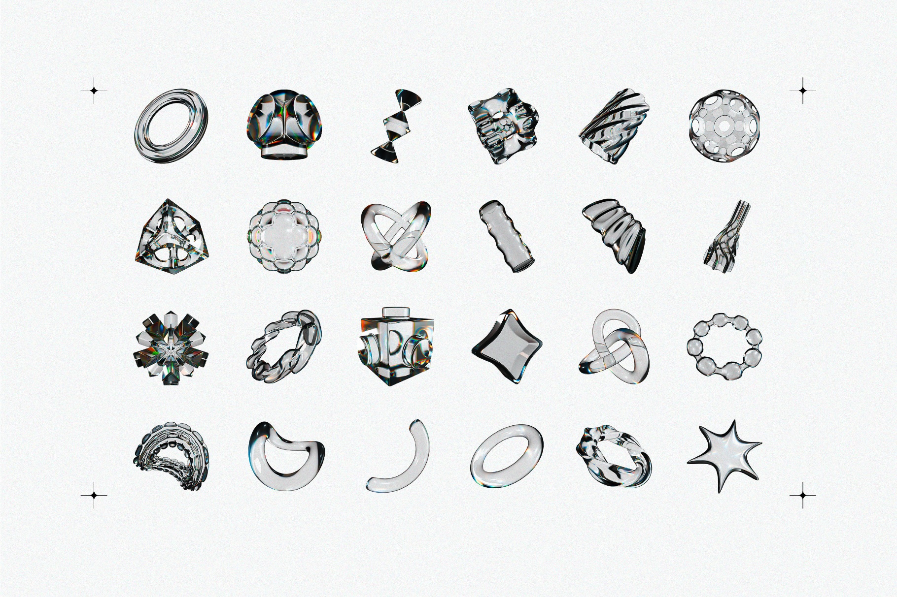 Liquid Glass 3D Shapes