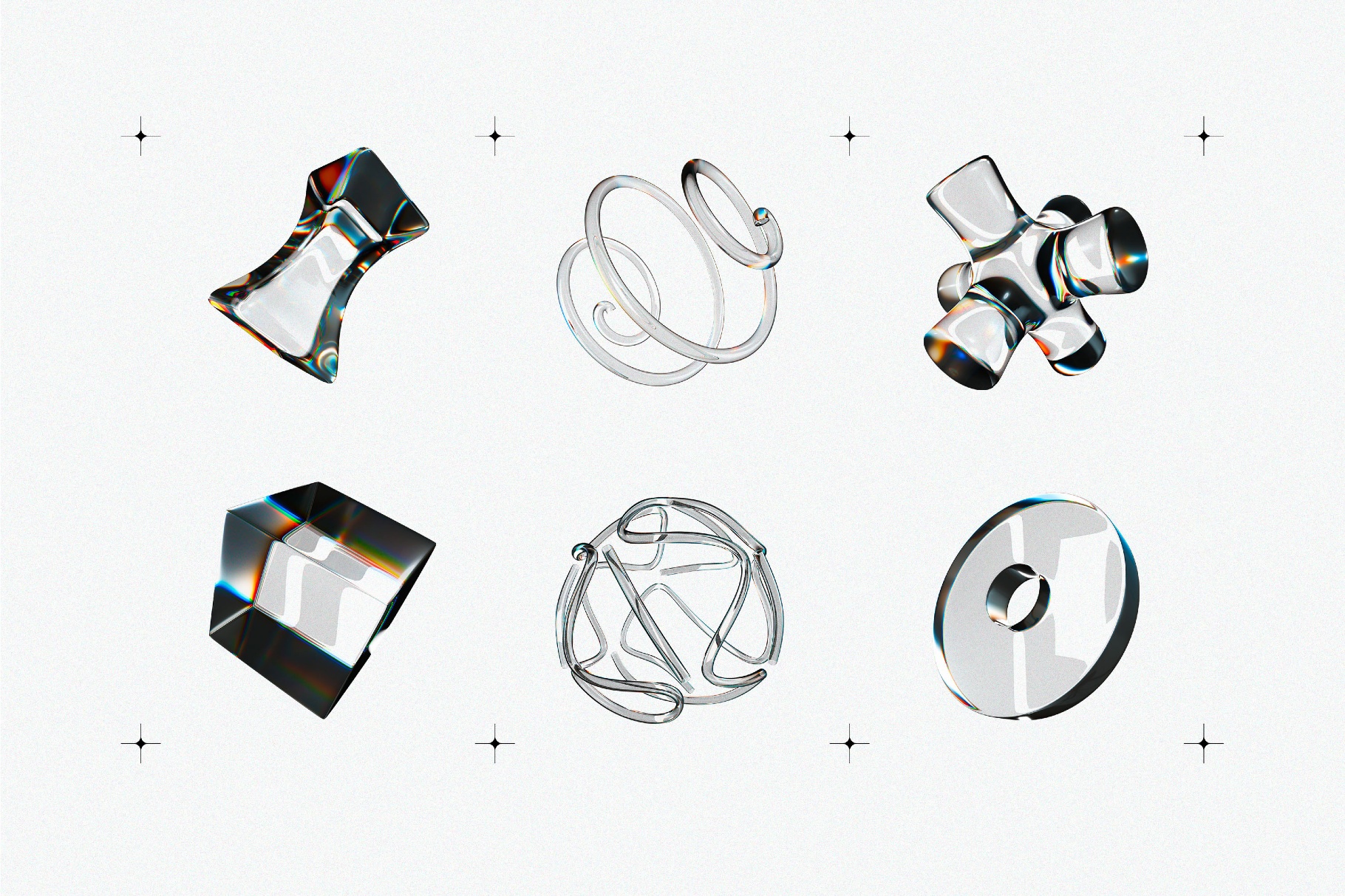Liquid Glass 3D Shapes