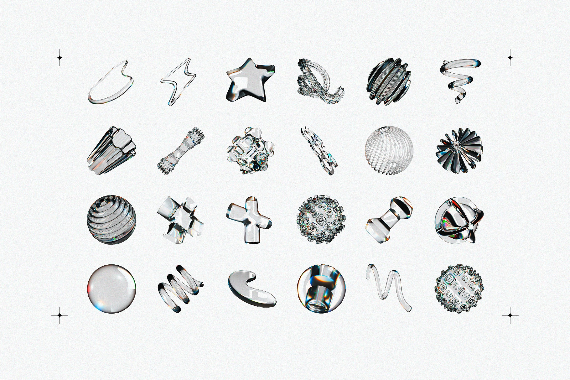 Liquid Glass 3D Shapes