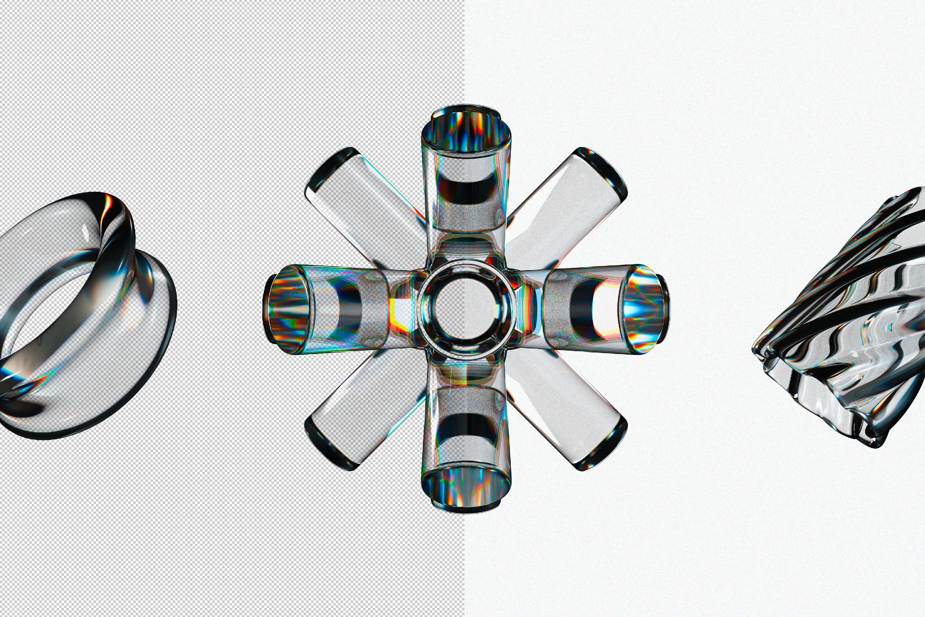 Liquid Glass 3D Shapes