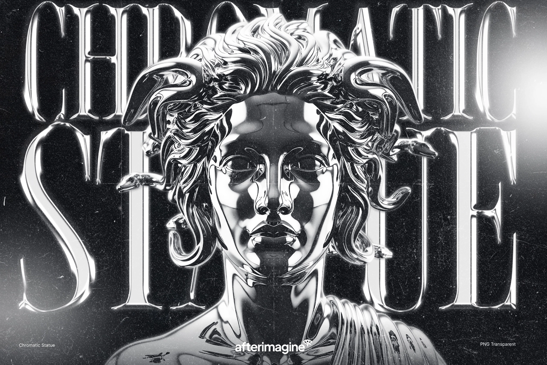 Chromatic Metal Statue PNG Collection