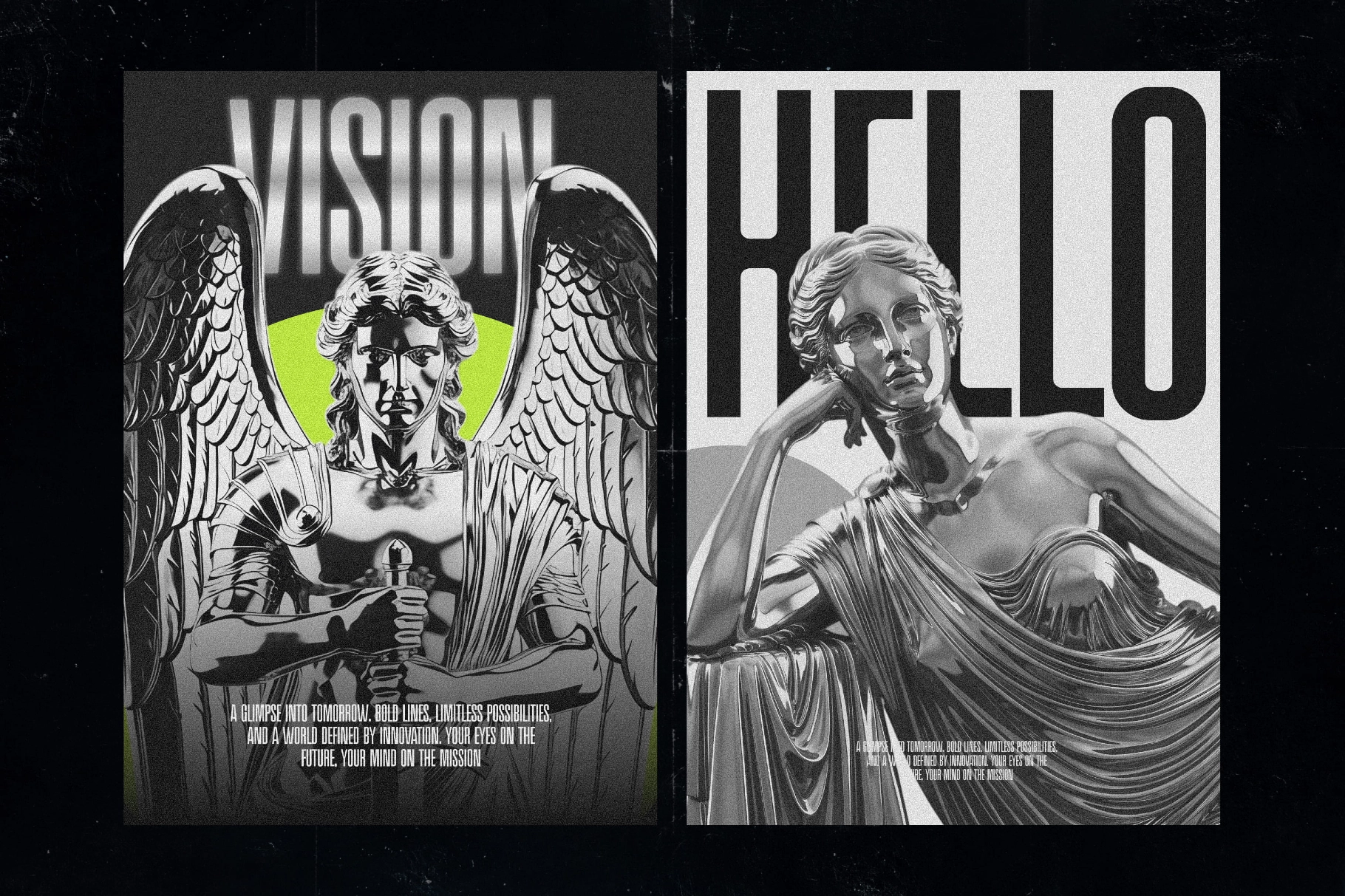 Chromatic Metal Statue PNG Collection