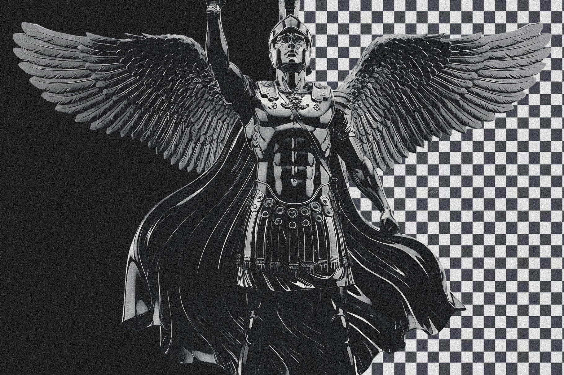 Chromatic Metal Statue PNG Collection