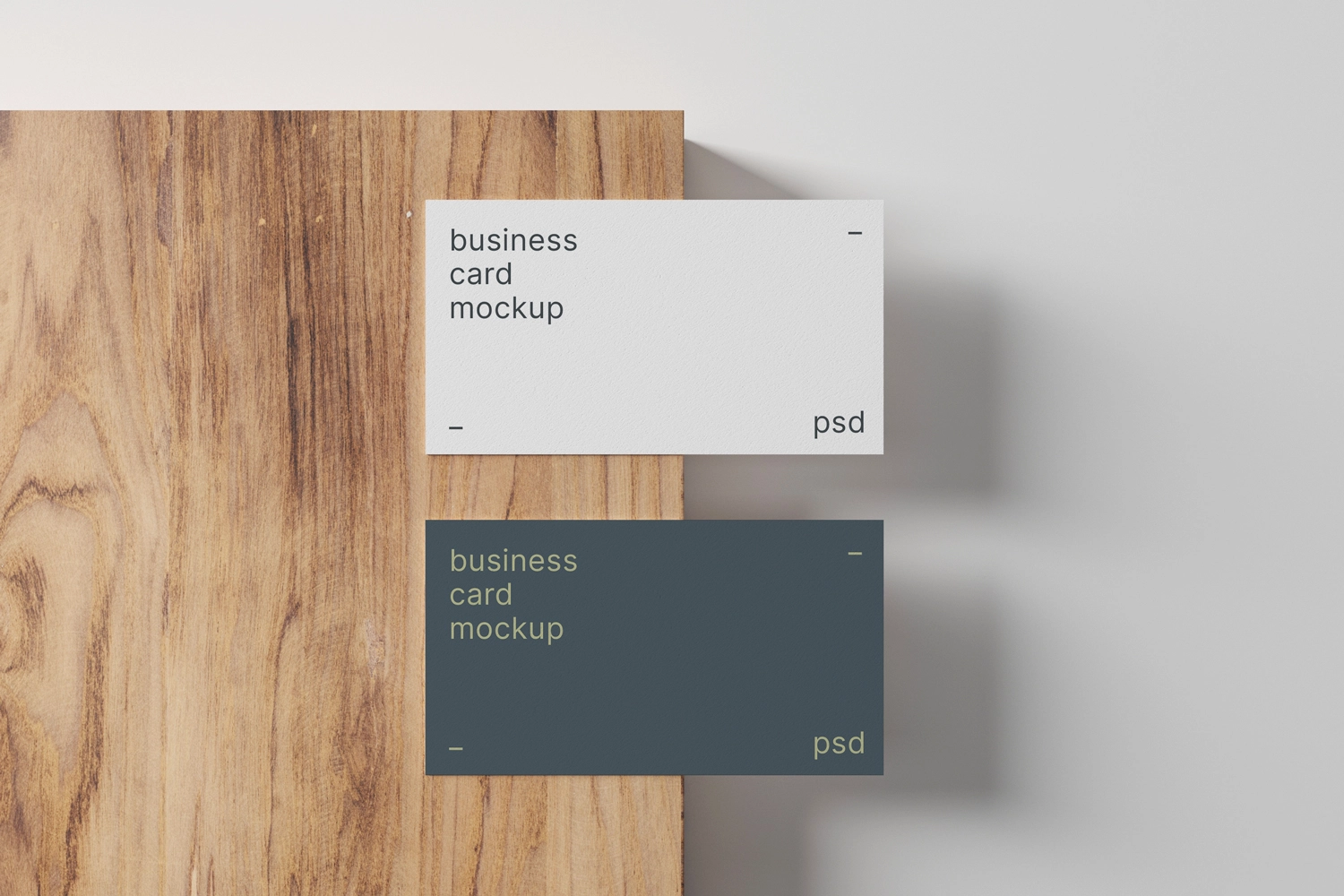 Business Card Mockups on Wood Panel