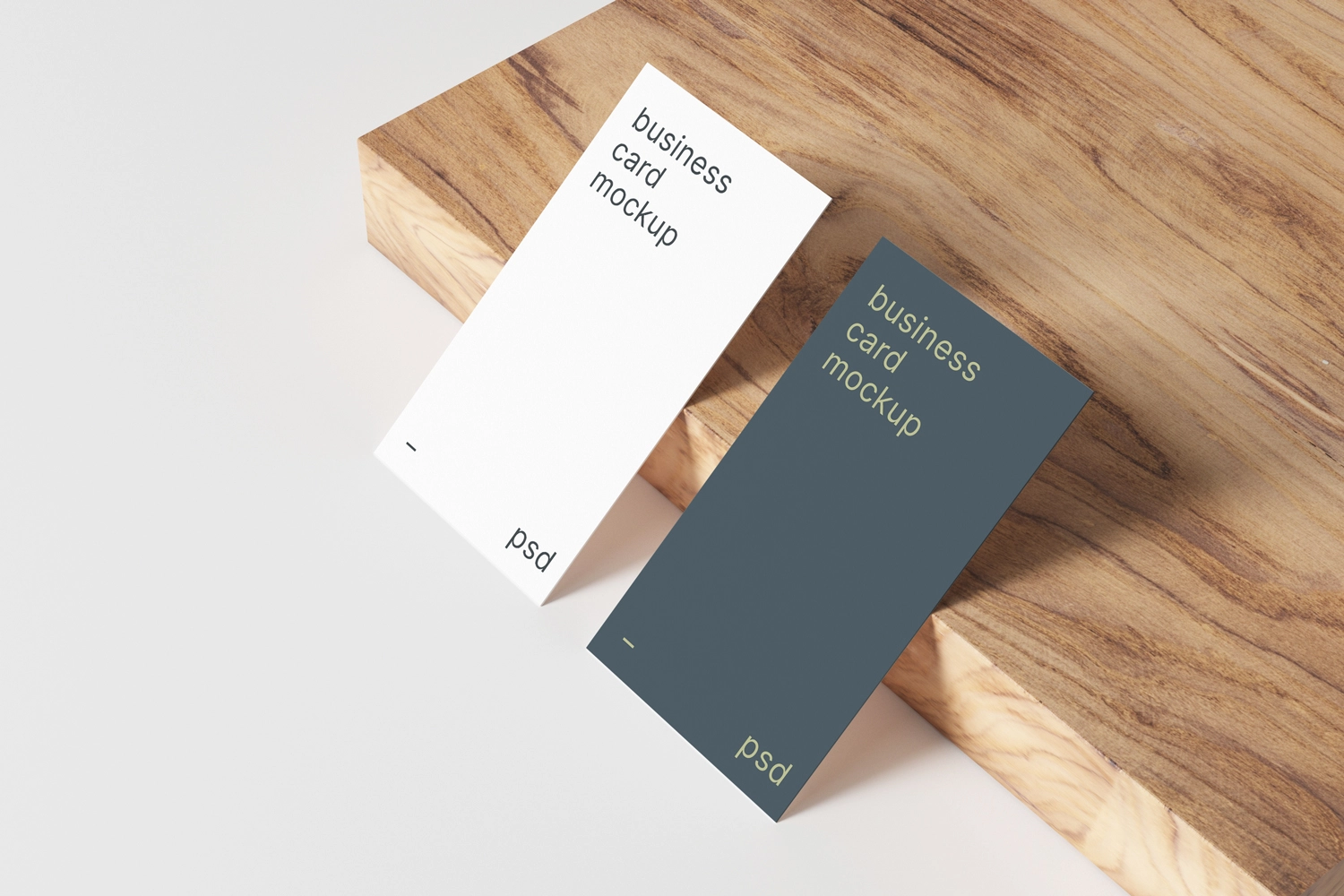 Business Card Mockups on Wood Panel