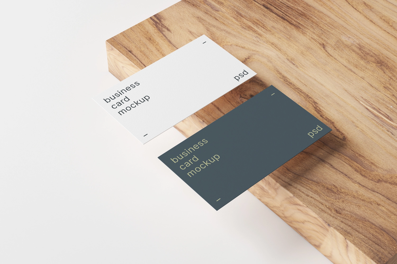 Business Card Mockups on Wood Panel
