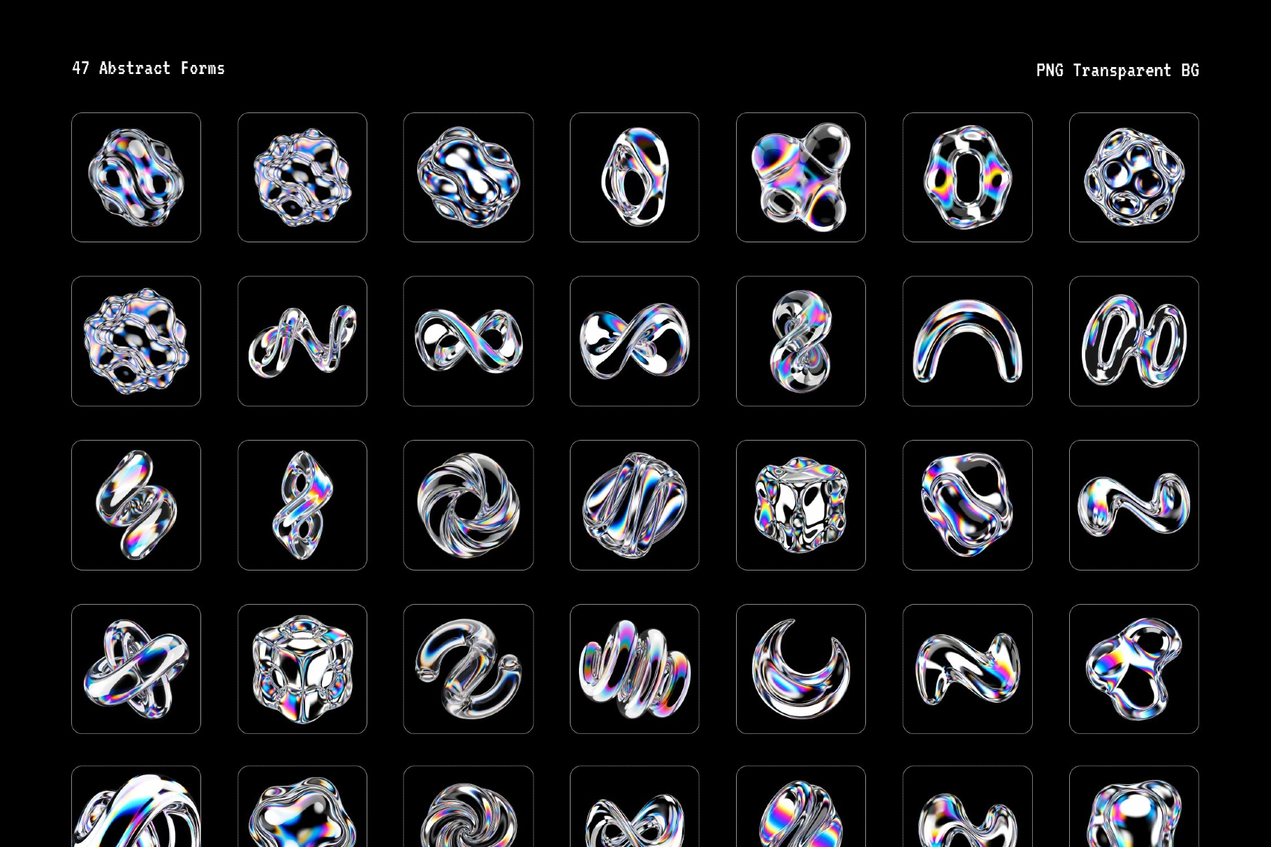 3D Glass Iridescent Shapes Pack