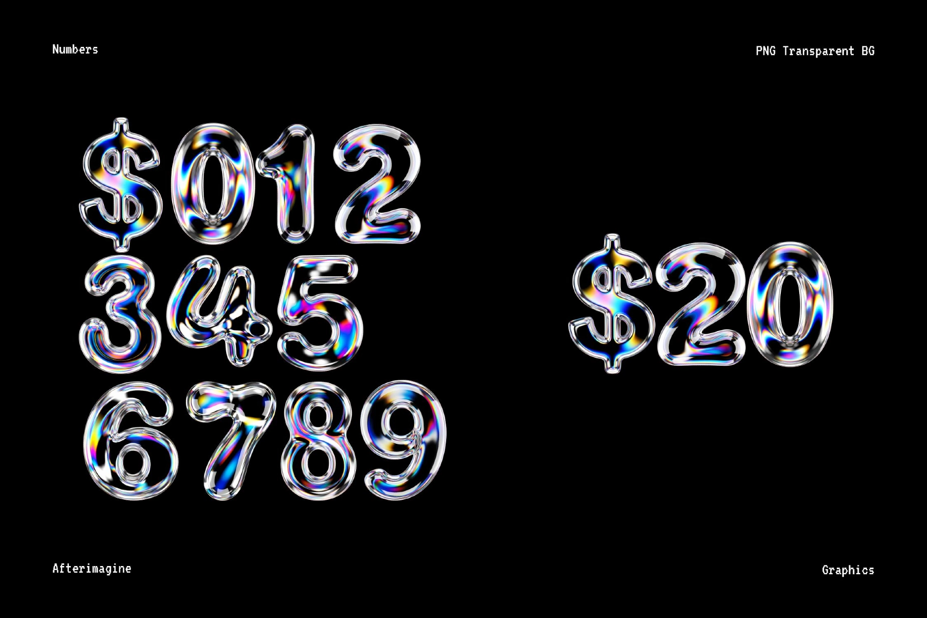 3D Glass Iridescent Shapes Pack