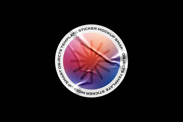 Wrinkled Round Sticker Mockup