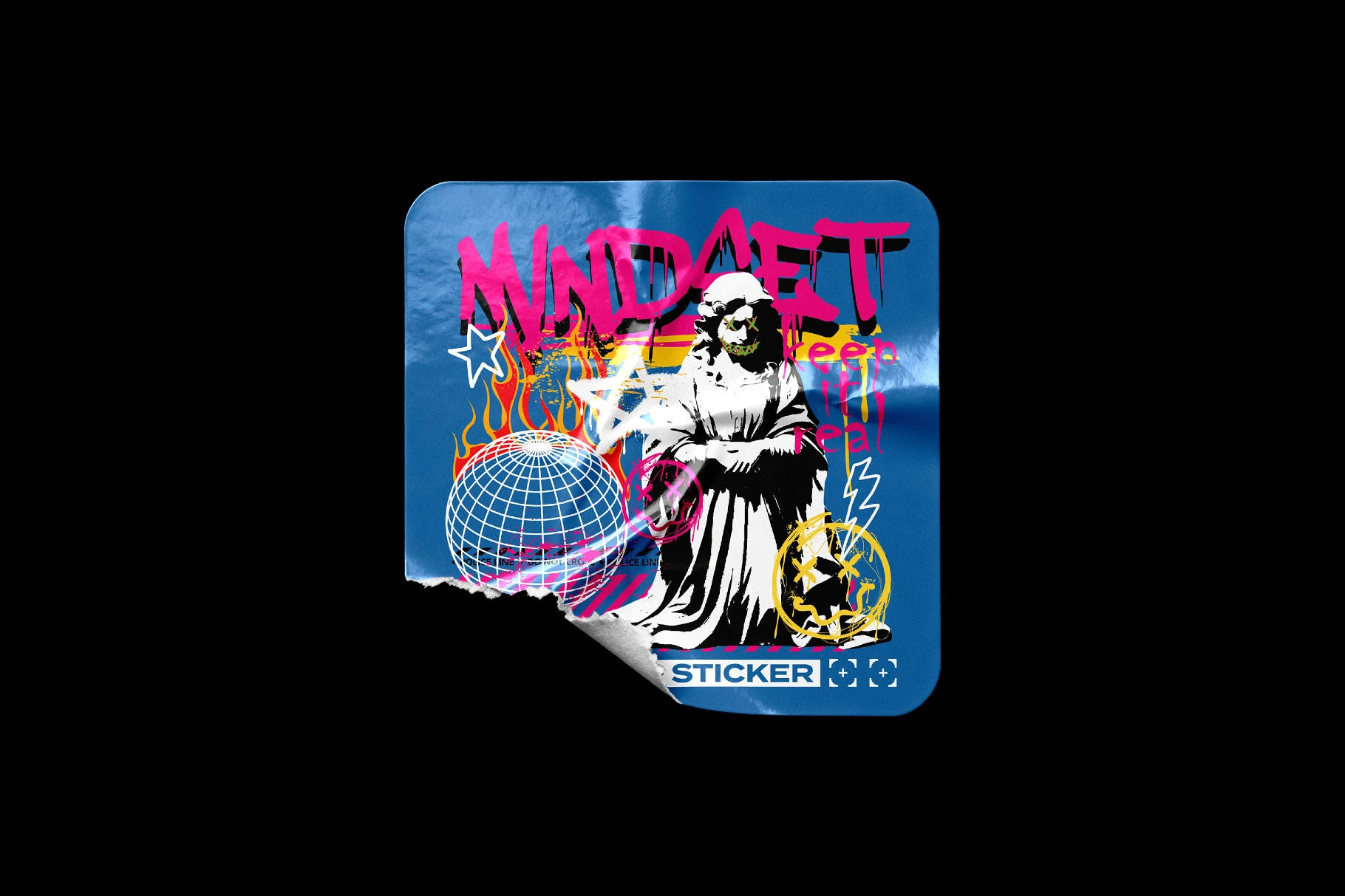 Ripped Glossy Square Sticker Mockup