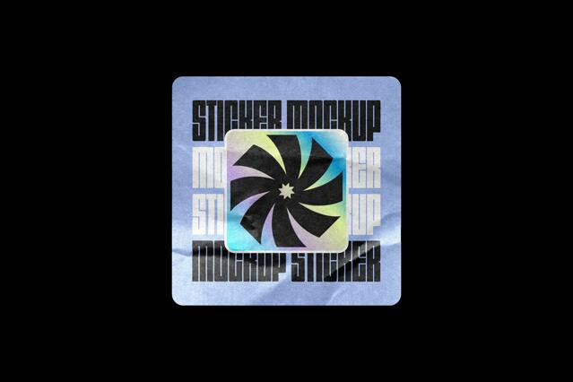 Crumpled Square Sticker Mockup