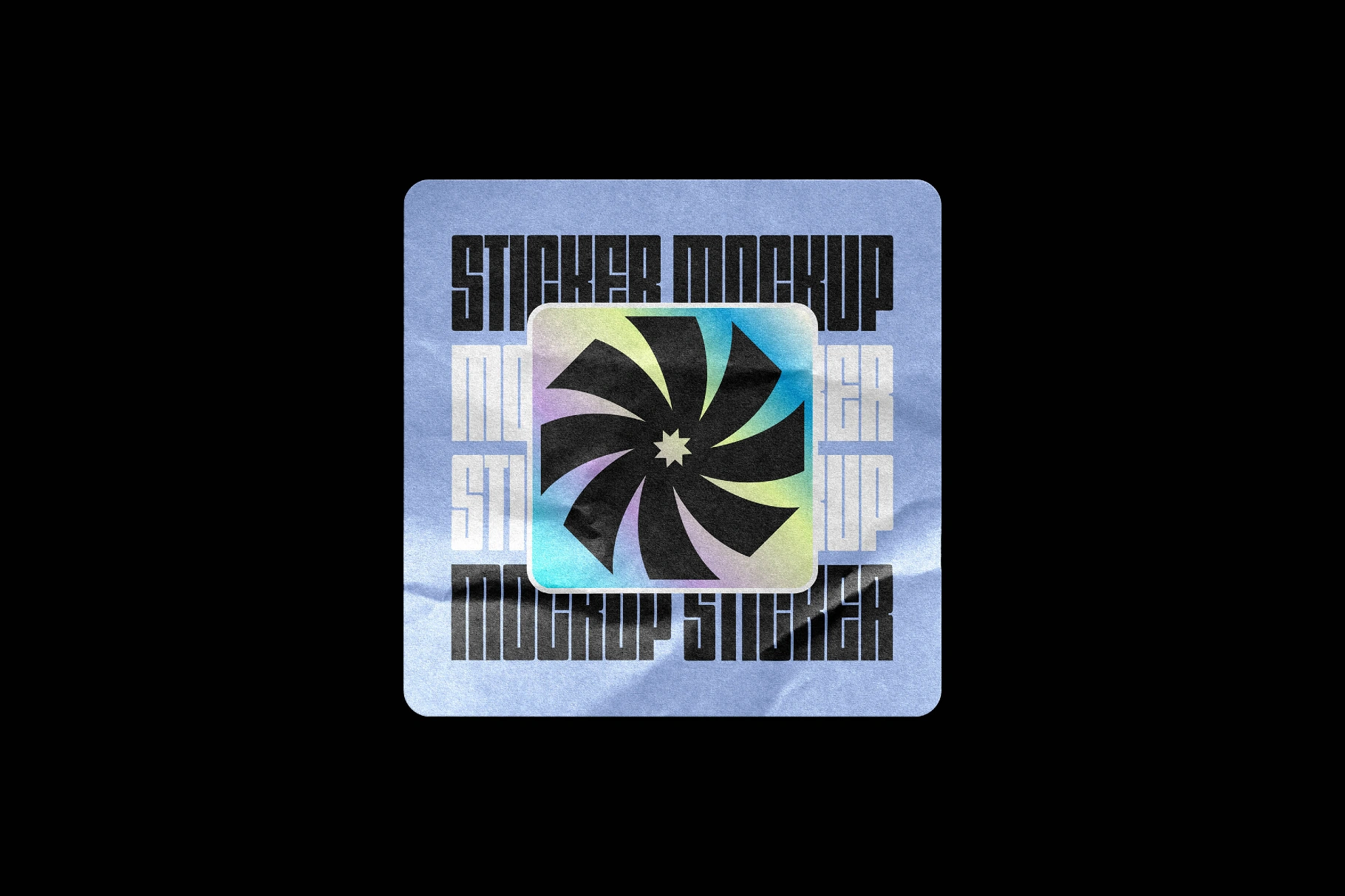 Crumpled Square Sticker Mockup