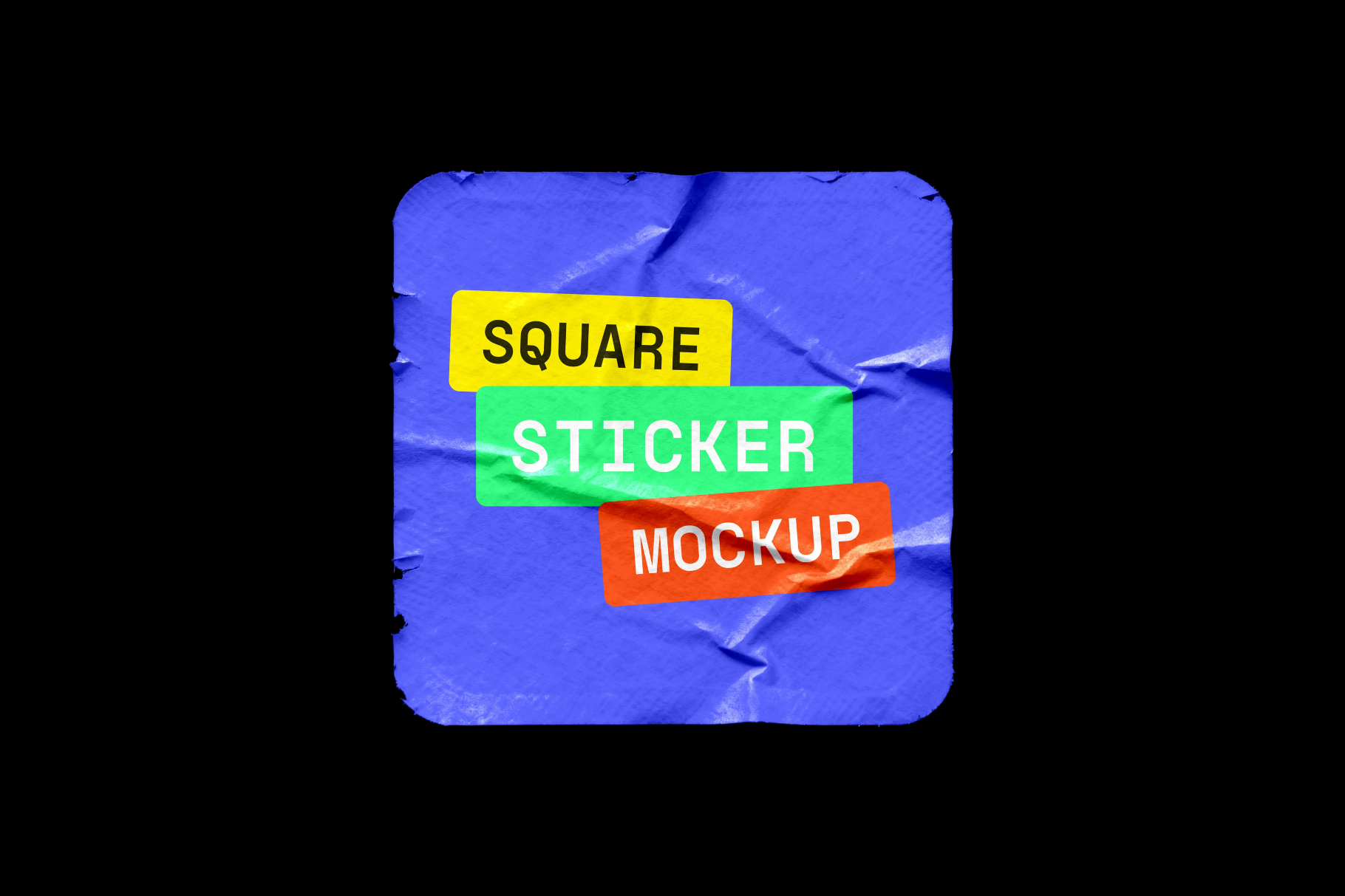 Glued & Worn Rectangle Sticker Mockup