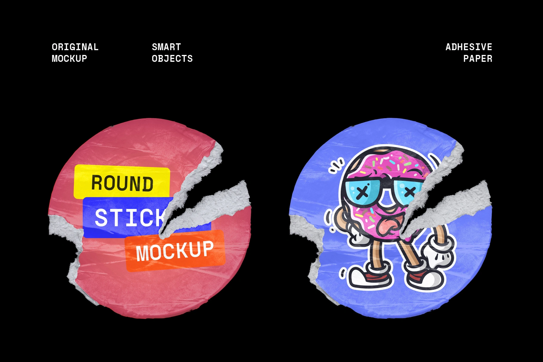 Ripped Round Sticker Mockup